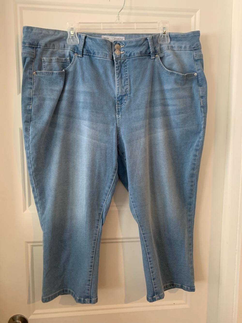 Royalty For Me , plus size Light Blue Cropped Women's Jeans capris